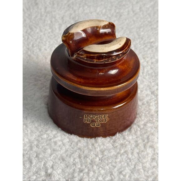 Vintage Locke Hi-Top 66 Brown Porcelain High Voltage Power Line Wire Insulator - Picture 1 of 13